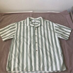 Frame organic cotton camp shirt Green Striped Men's L